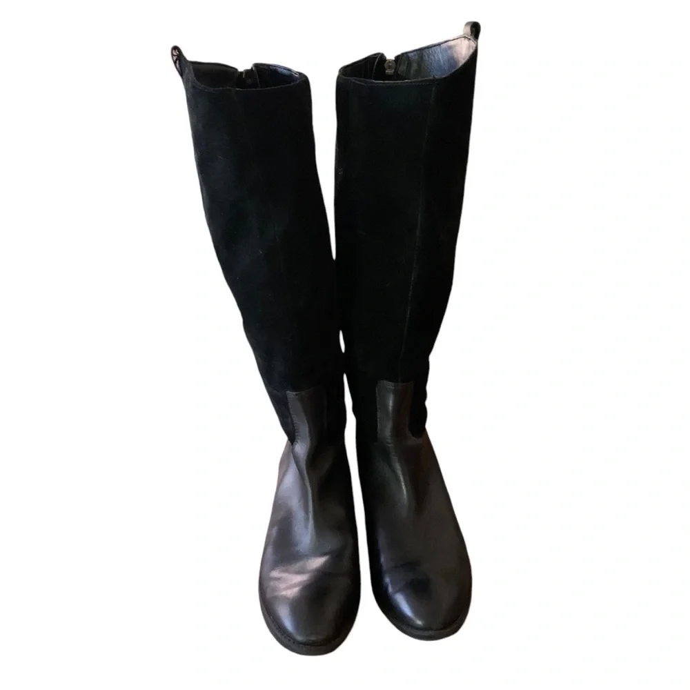 Sam Edelman Pembrooke Black Suede & Leather Knee-High Riding Boots Sz 8.5
